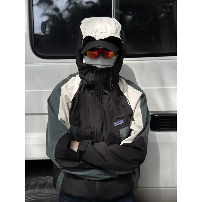 Ta City Outdoor Couple Windproof Water-repellent Jacket Color-block Charge Jacket Hooded Jacket