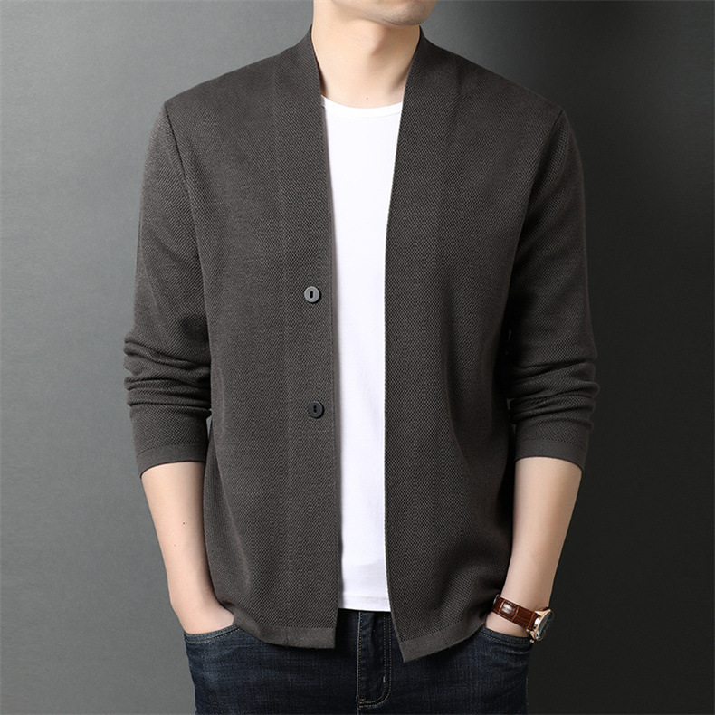 Fashionable middle-aged men's commuter leisure spring and autumn knitted thick cardigan sweater straight sweater loose coat