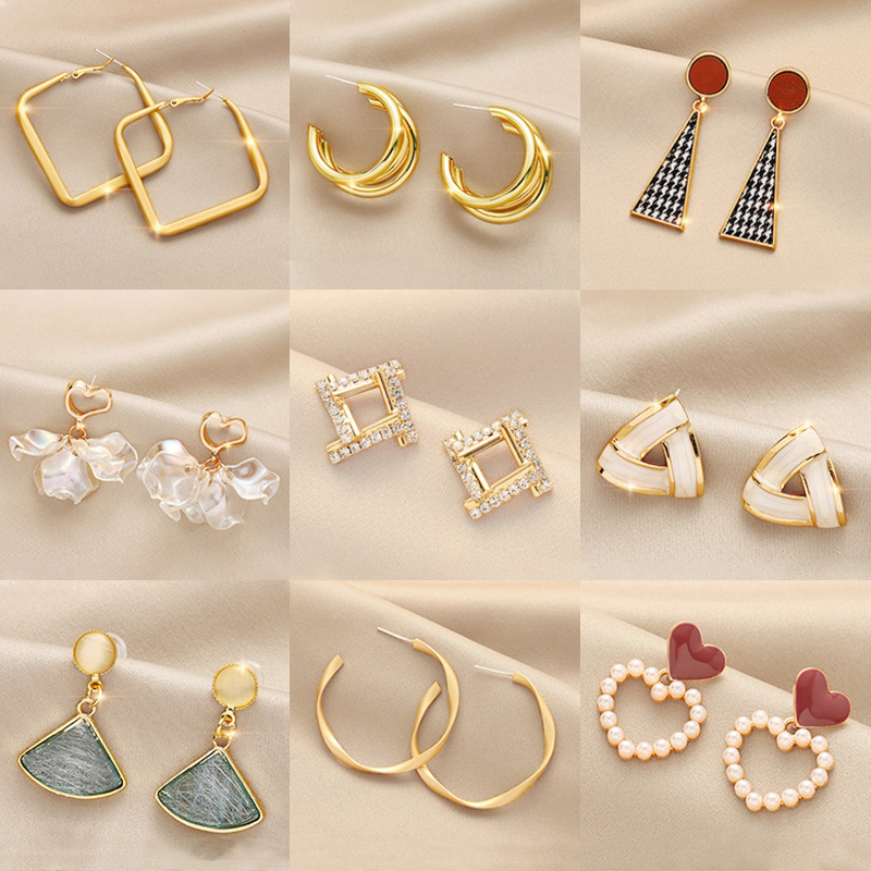 S925 silver pin Korean version of the new earrings simple niche design high sense earrings temperament personality earrings wholesale