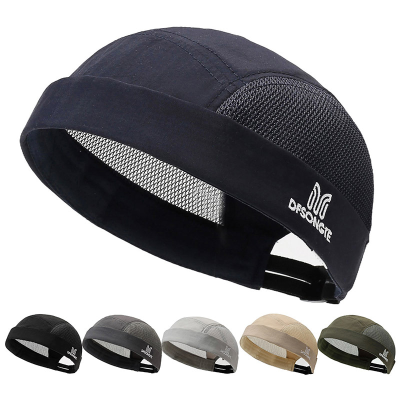 Summer New Style Breathable Quick-Dry Docker Hat, Fashionable and Unique Brimless Hat for Men, Outdoor Thin Hip-Hop Hat