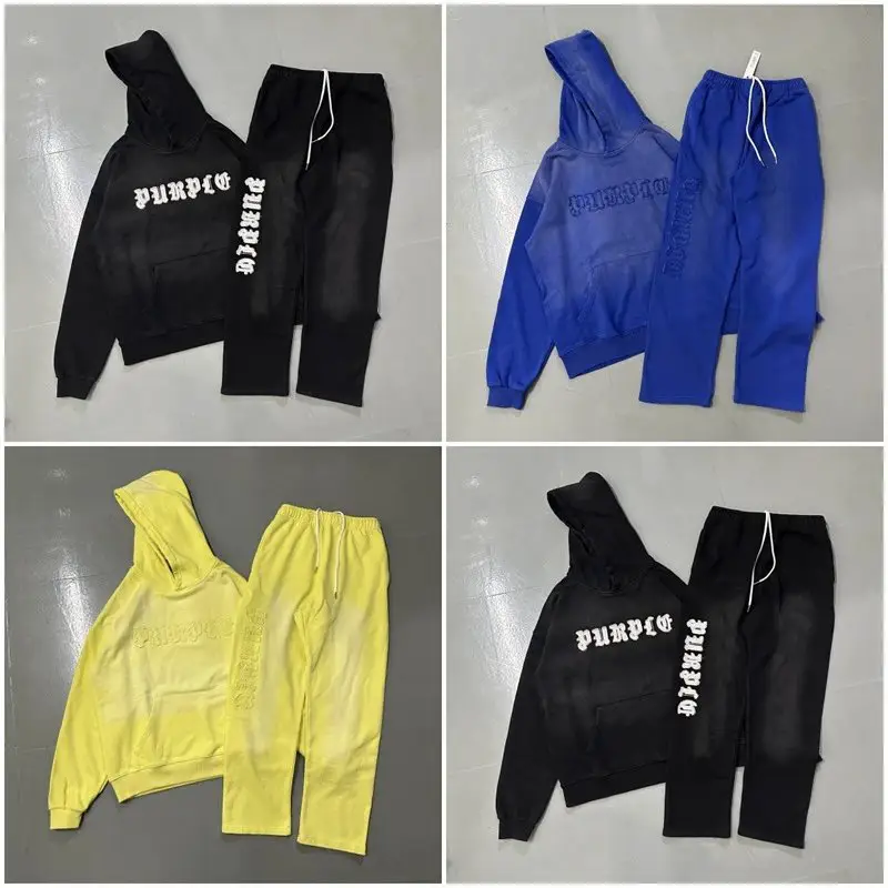 YY08--哥特字母绣花洗水泥印做旧连帽衫卫衣裤子套装Whatsapp+86 1331 2897 184