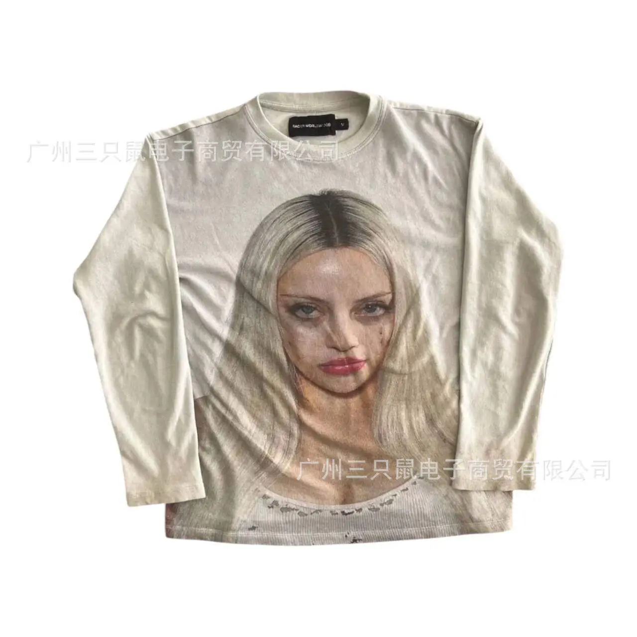 European and American Style Ins Personality Dark Print Round Neck Sweatshirt Long Sleeve T-Shirt Pullover Retro Jacket Street Fashion