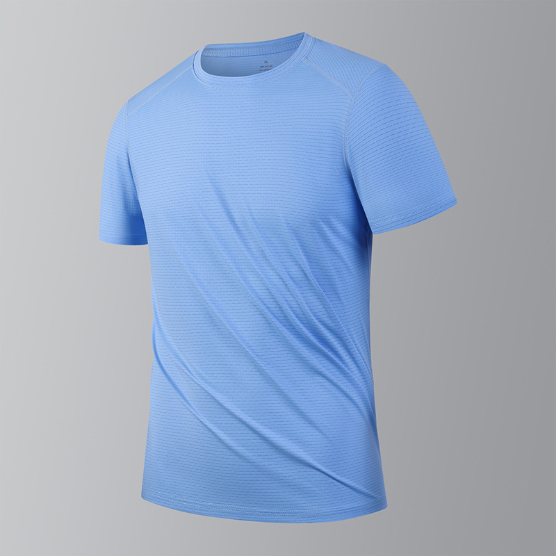 Summer New Quick-Drying T-Shirt Men's Large Size Ice Silk Short-Sleeved Fashionable Trendy T-Shirt Ice-Feel Running Sports Fitness Clothing