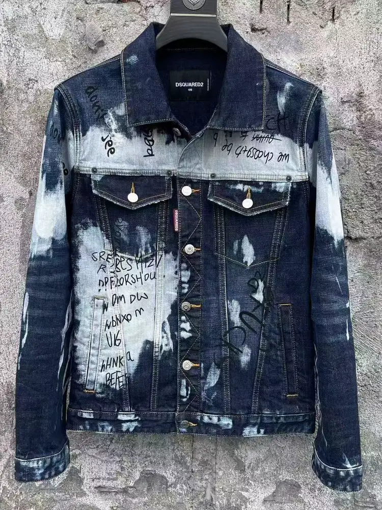 2025 spring New arrival D2 Men cowboy Outwear Fashion Trendy silm hole patch heavy old cowboy