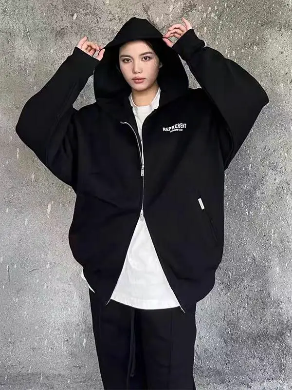 REPRESENT Zipper Sweatshirt American Tide Men INS High Street Autumn and Winter Hoodie Cardigan Jacket Women