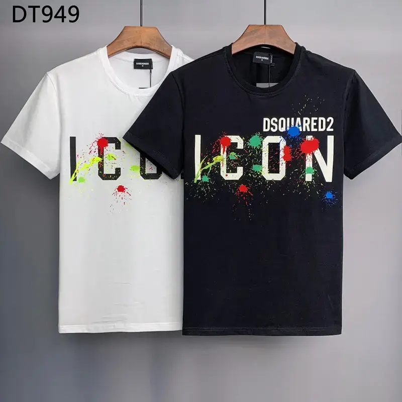 Regular slim-fit DT949 short-sleeved T-shirt D2 color printed letters fashion pure cotton cross-border fashion round neck short top