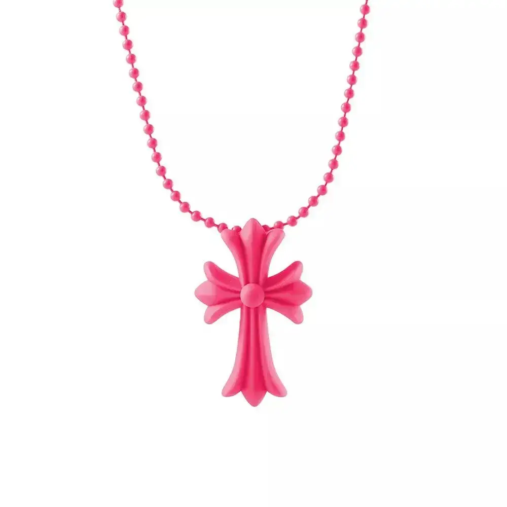 Chrome Hearts Pink Cross Necklace