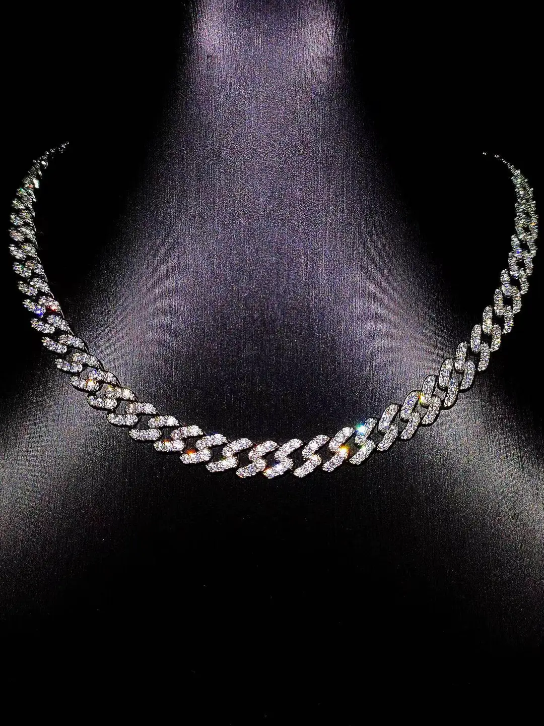 Mr.Blingggggg European and American Hip-Hop Jewelry 8mm Full Diamond Single Row Diamond Inlaid Unisex Cuban Chain