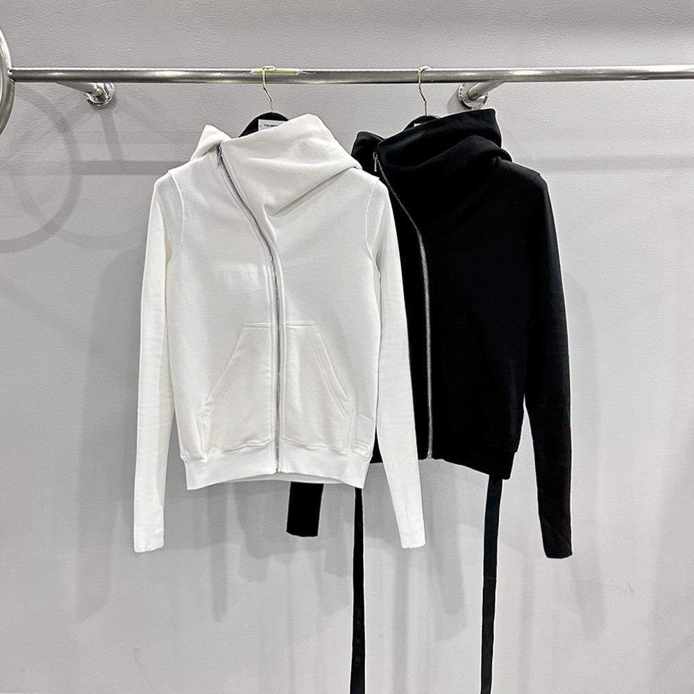 Autumn and Winter New European and American Dark Ro Style Women's Wizard Hat Ribbed Sleeve Zipper Solid Color Sweatshirt Jacket Hoodie