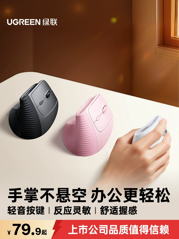 Greenlink Ergonomic Vertical Mouse Wireless Bluetooth Silent Office Vertical Mouse for Boys and Girls Laptop