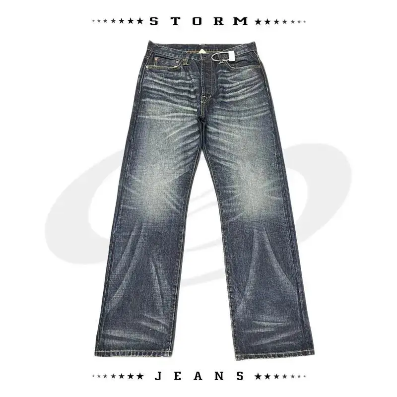 Double R King of Denim Series ~ 18oz Premium Okayama Red Selvedge Fabric Vintage Whisker Wash Relaxed Straight Leg Pants