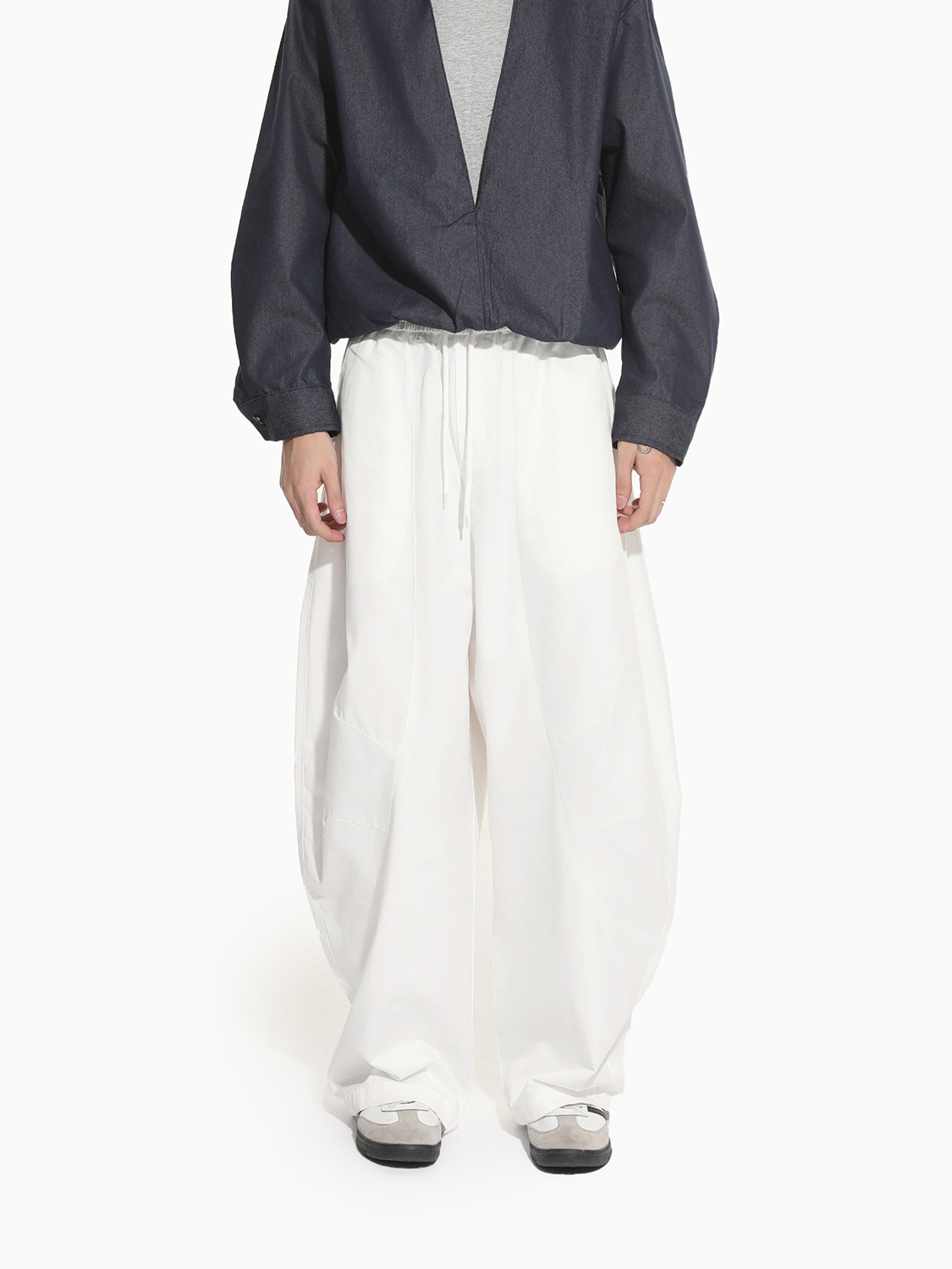 Mtlclothes Men's Clothing | Korean Style Solid Color Pleated Drawstring Design Wide-Leg Scimitar Loose Versatile Casual Pants