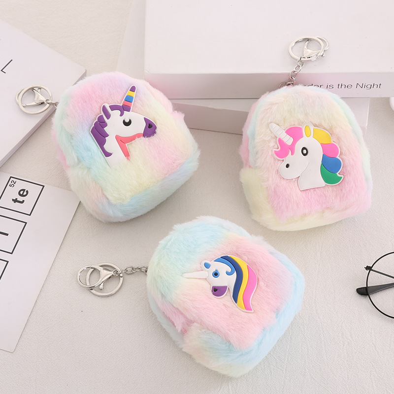 Korean style ins unicorn plush coin purse student portable earphone coin bag multifunctional storage key case