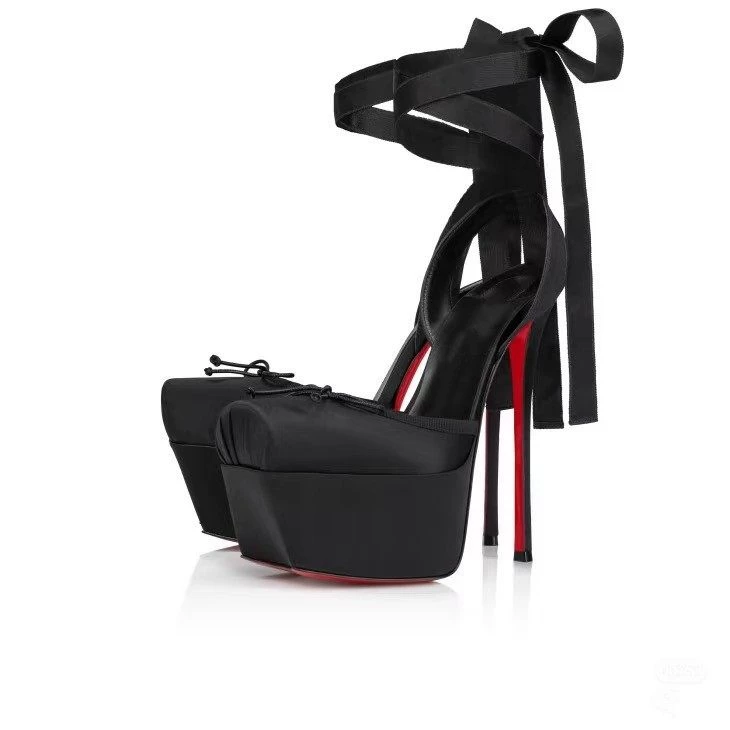 2025 New Ballet 15cm Super High Heels Satin Silk Strap Toe Sandals Waterproof Bow Shoes