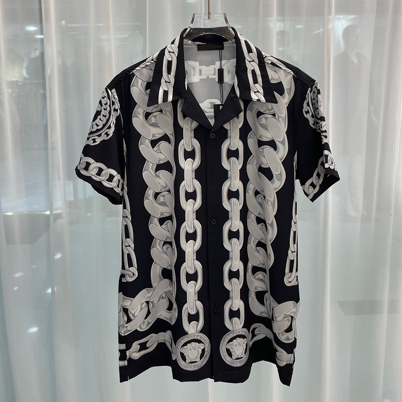New European and American Trendy Foreign Trade Fashion Casual Men's 3D Direct Printing Digital Printing Short-Sleeved Men's Shirts Trendy Men's Shirts