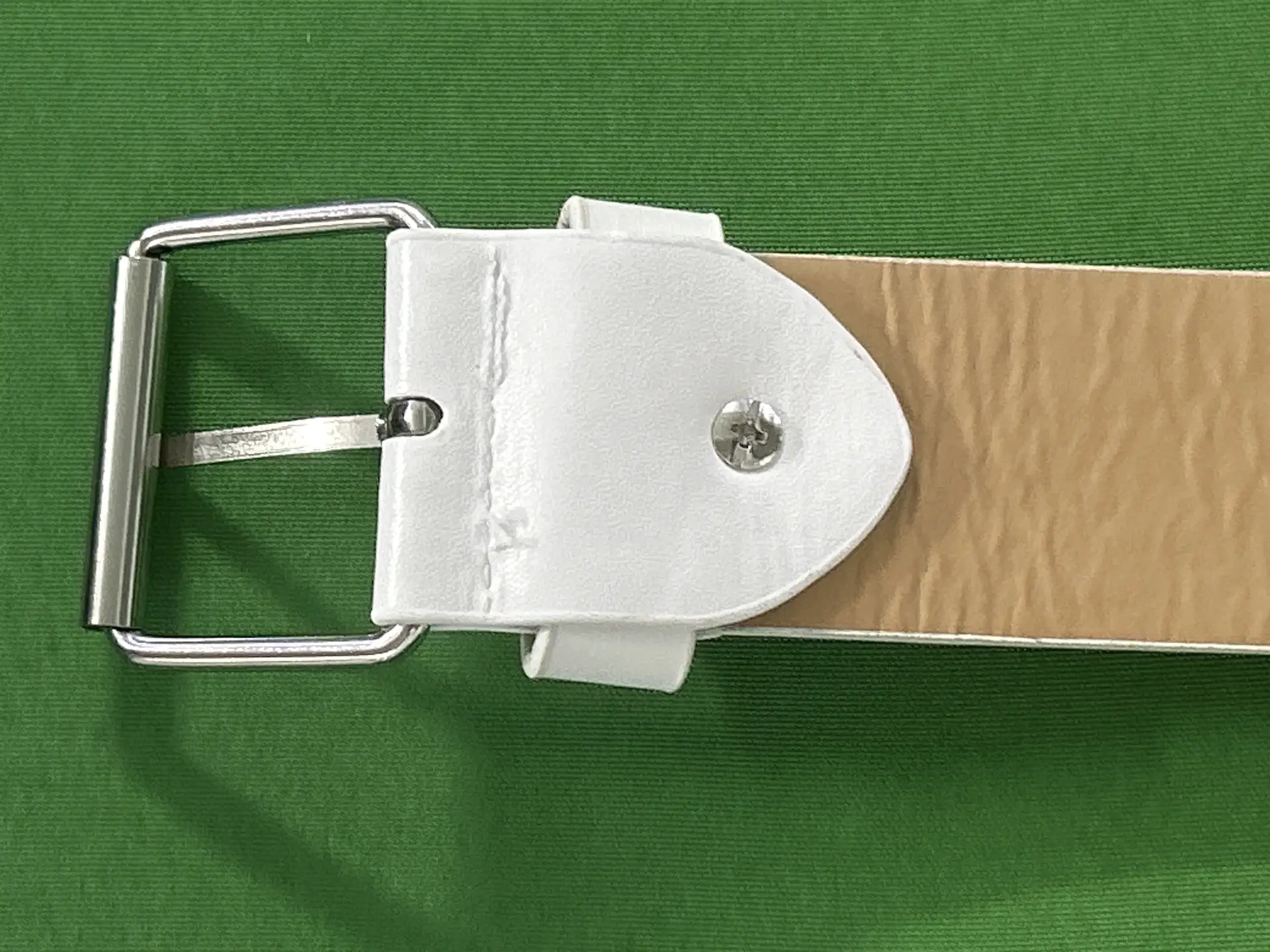 White Leather Belt with Silver Buckle