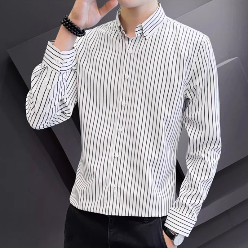 Striped Shirt Men's 2025 Spring and Autum New Fashion Versatile Casual Long-Sleeved Tops Men's Loose Business Shirts