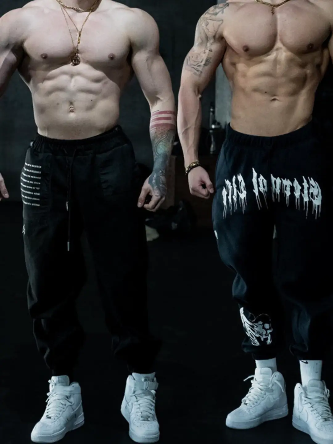 American Muscle Sports Fitness pants Men Fall and winter Training Loose High Street Dark Skull Print Leggings Sweatpants