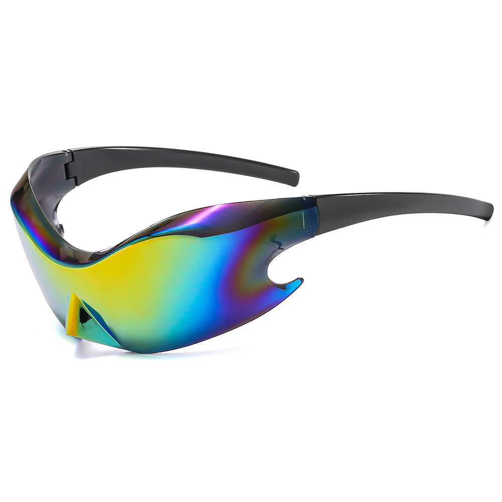 European and American Y2K Millennium Sports Windproof Colorful Sunglasses Men's Future Technology Wind Conjoined Sunglasses Women's Cross-border Wholesale