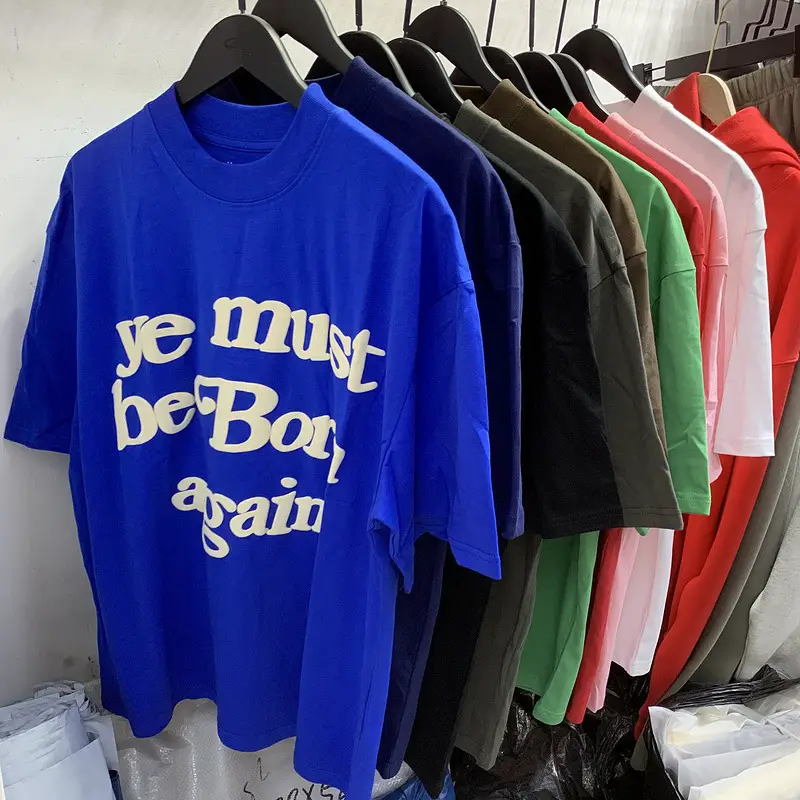 CPFM KANYE reborn letter foam printing American high street small neckline loose men's and women's summer short sleeve t-shirt