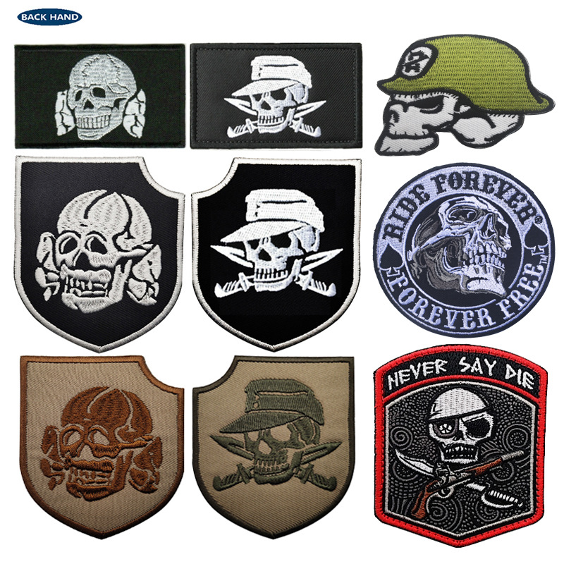 Haike Outsourcing Skull Embroidery Morale Badge Velcro Armband Spot Cross-border Supply