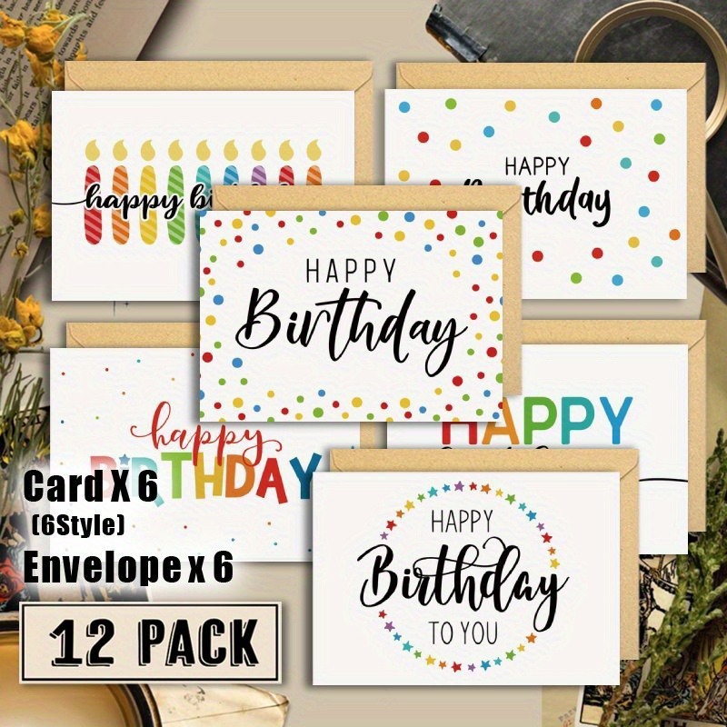 Amazon Cross-Border New Product Colorful Birthday Greeting Card Envelope Set Birthday Party Greetings Thank You Cards