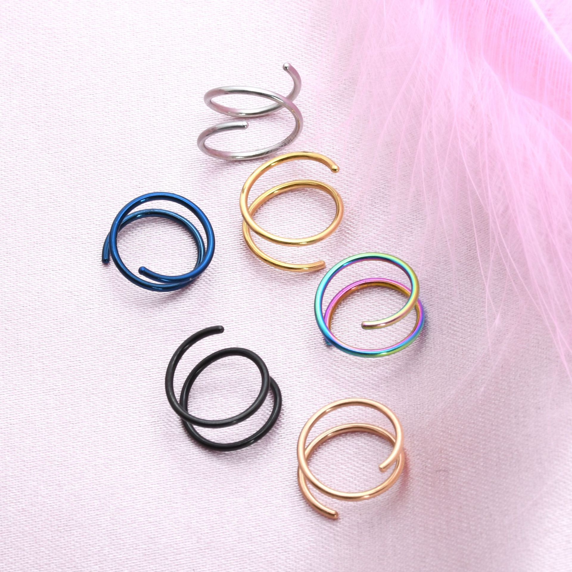 Cross-border supply jewelry wholesale new spring nose ring double nose clip a half nose ring lip ring puncture jewelry