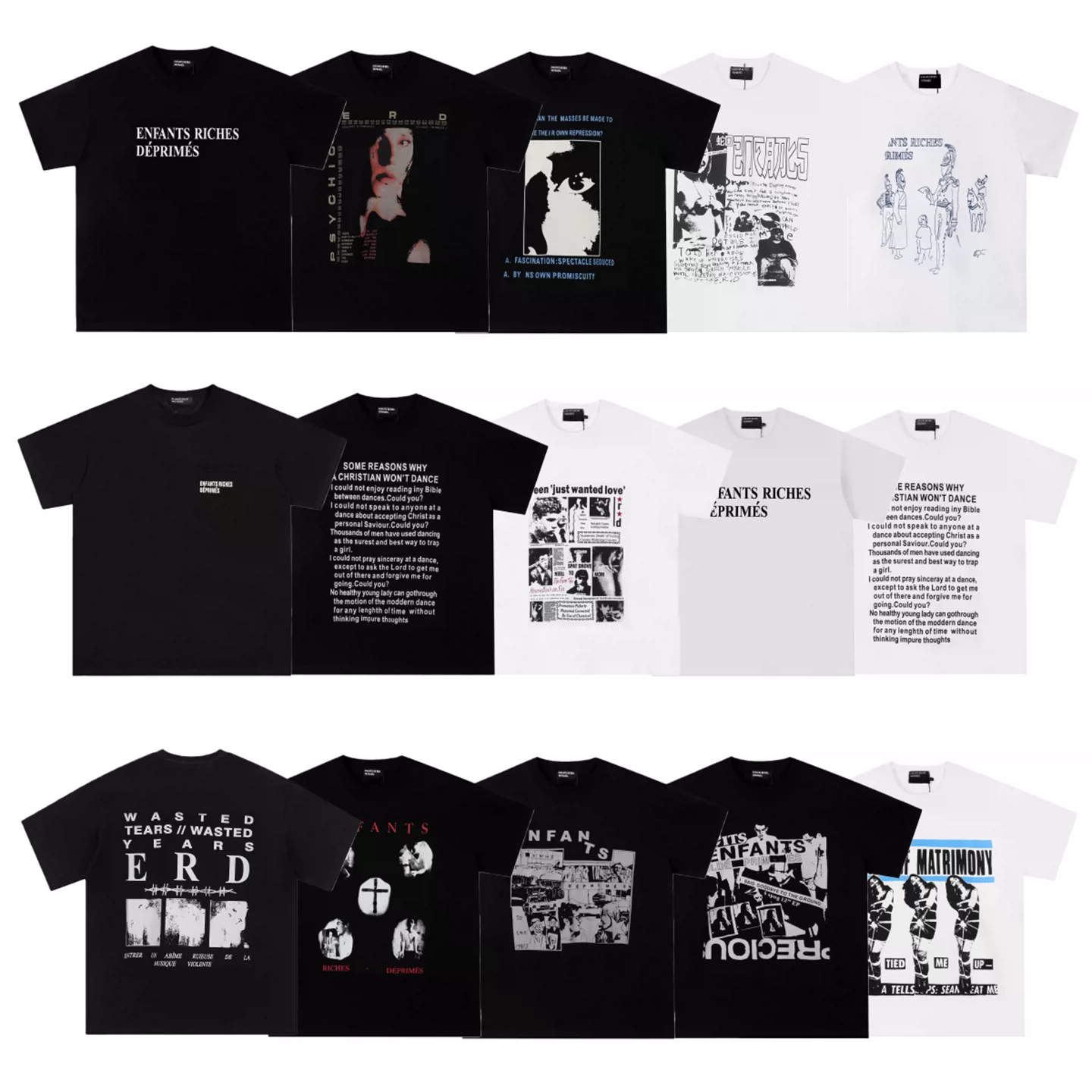 ERD retro high street basic style melancholic rich second-generation slogan letter pattern printed casual American short sleeved T-shirt