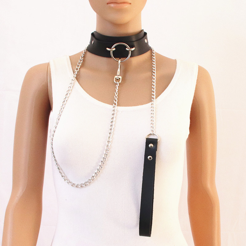 European and American Adult Couples Flirting Toy Night Performance Sexy Leather Collar Collar Slave Leash