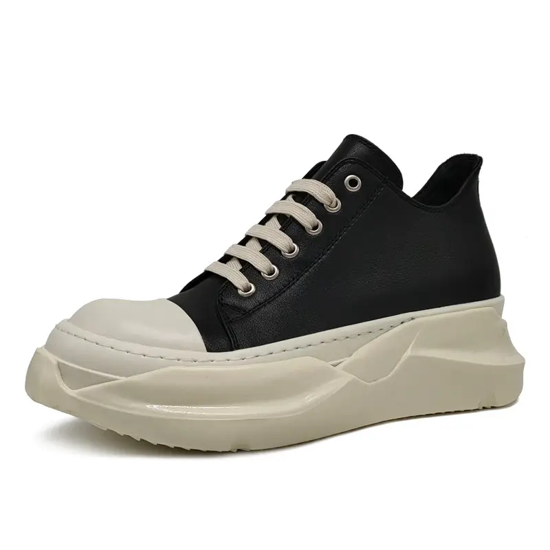 Guangzhou European and American men's shoes spring and summer new low-top canvas breathable student lace-up platform height increasing sneakers women's factory goods
