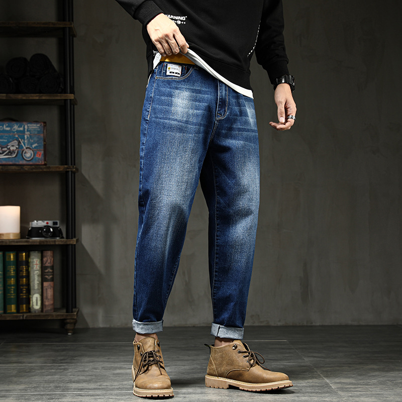 Autumn 2023 New Plus Size Men's Jeans Stretch Harlan Trousers Loose Plus Size Plus Size Jeans