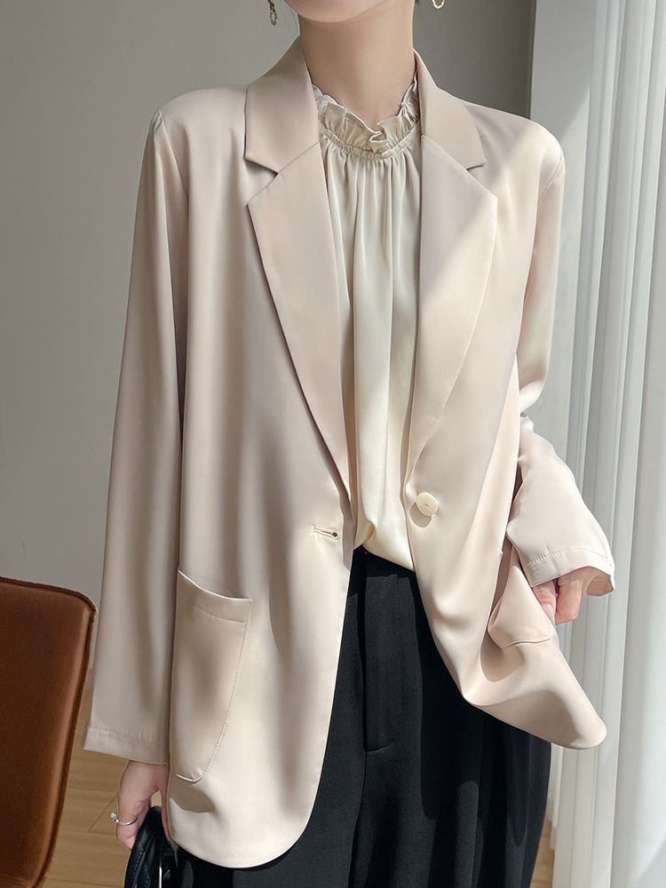 Acetate Satin Summer New Style Mingdou Suit Jacket with Glossy Silky Imitation Silk Draped Versatile Suit Outerwear