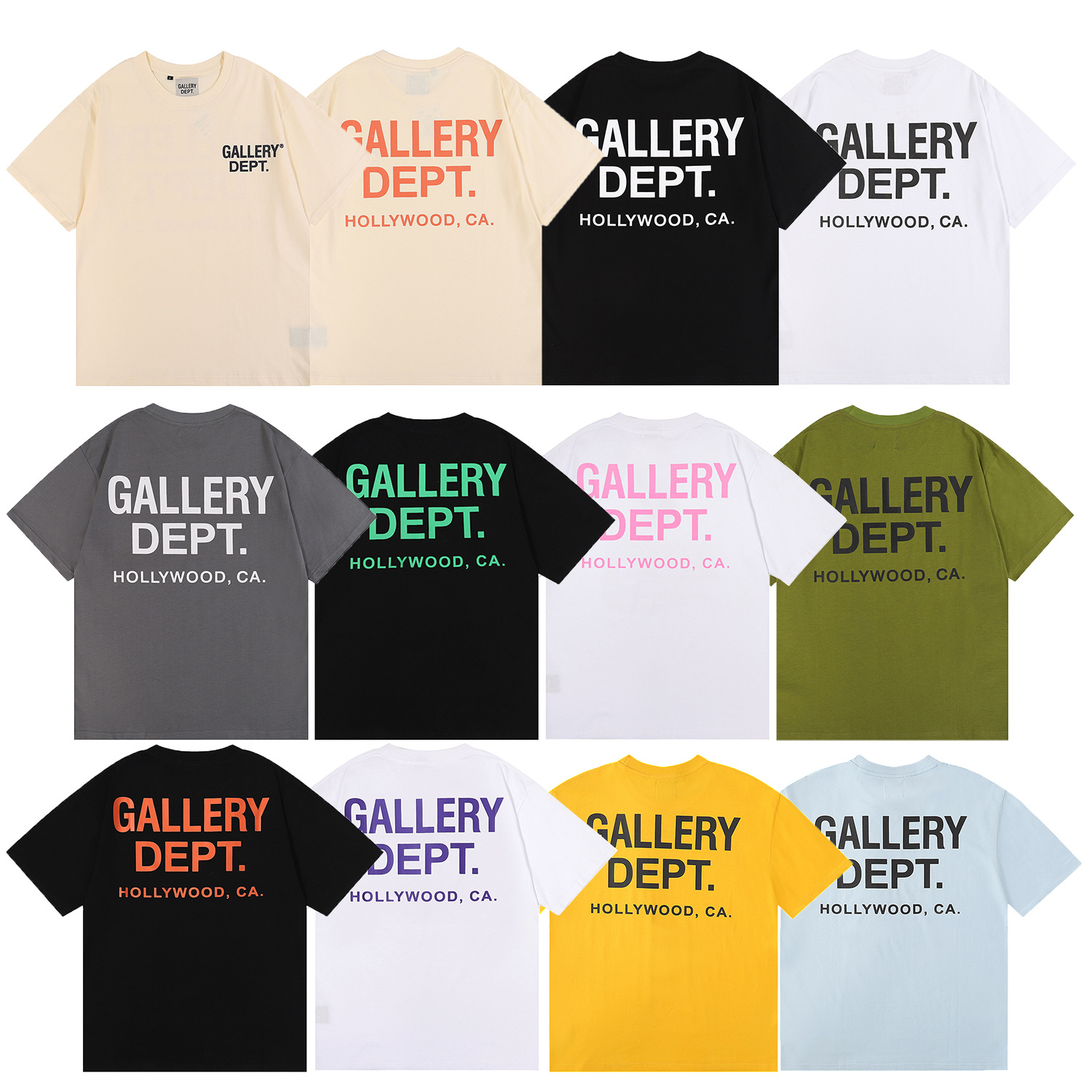 Trendy Brand Galler Basic Letter Print Casual Unisex Loose Double Yarn Short-Sleeve T-Shirt, Same Style for Couples