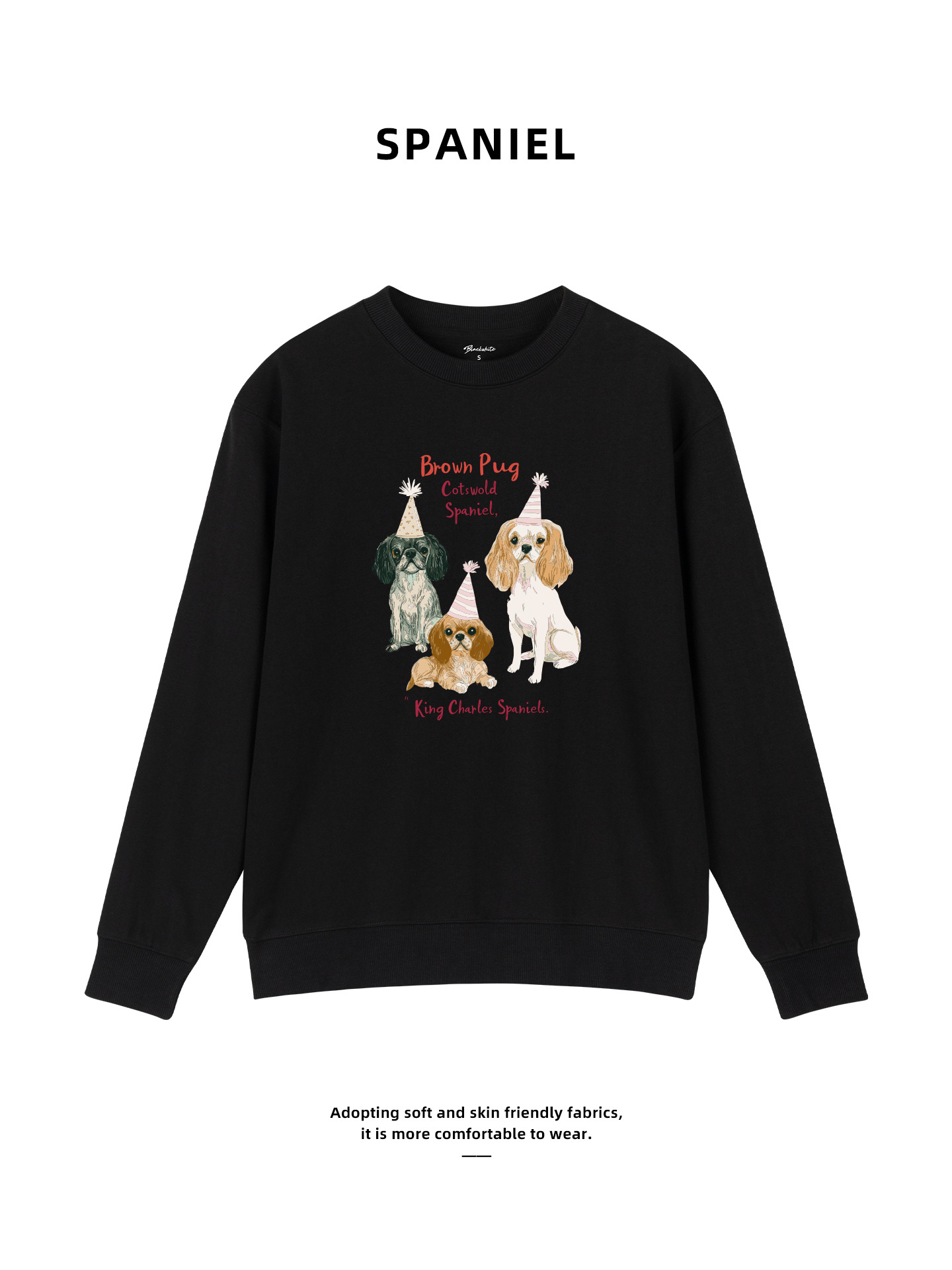 Hong Kong Style Retro Heavyweight 320g Printed Crewneck Sweatshirt for Men, Terry Fabric, All-Season Loose Casual Pullover Wholesale 57