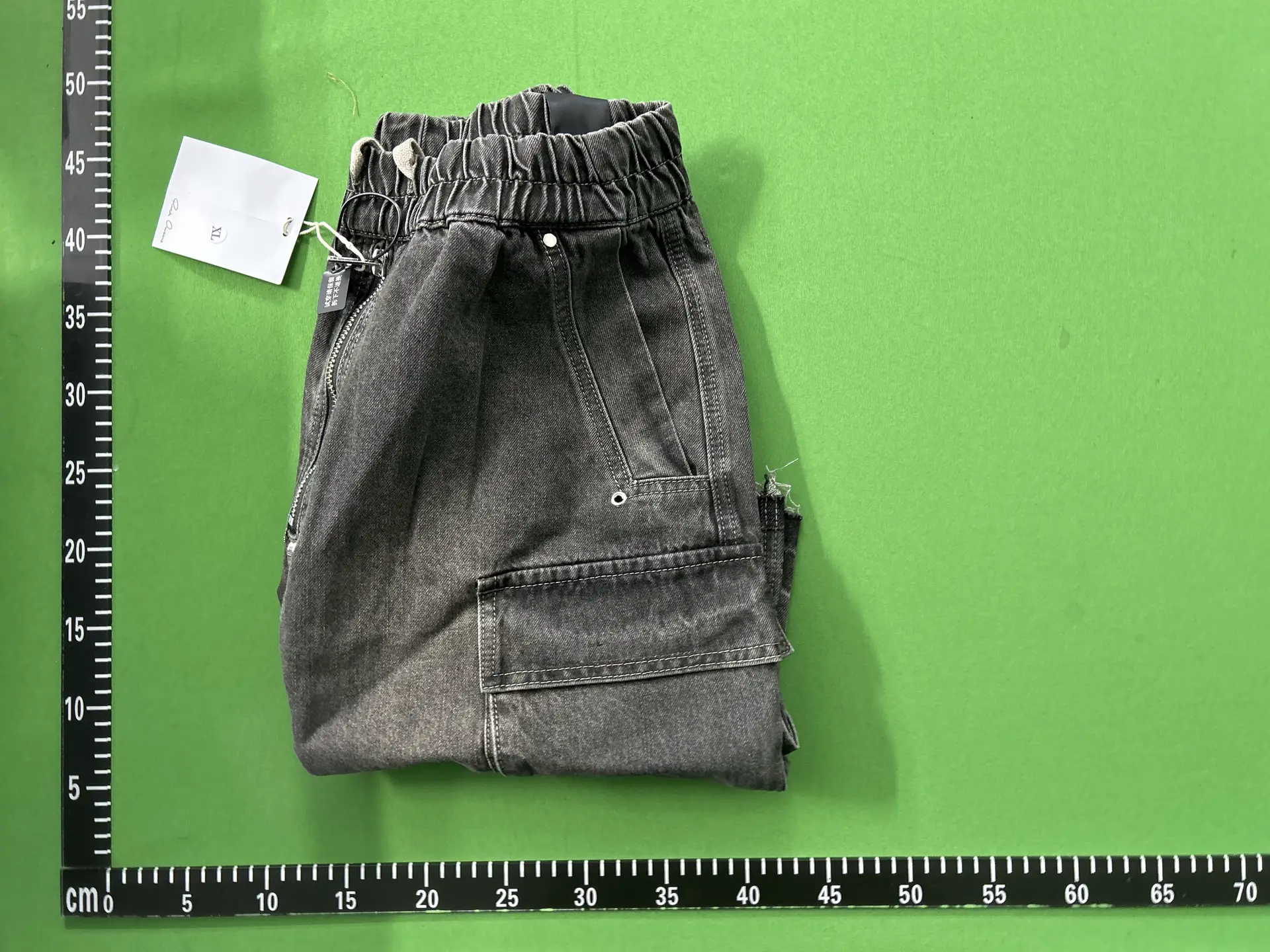 RO style original standard loose washed distressed gradient drawstring workwear with multiple pockets Cargo fringed denim shorts for men and women
