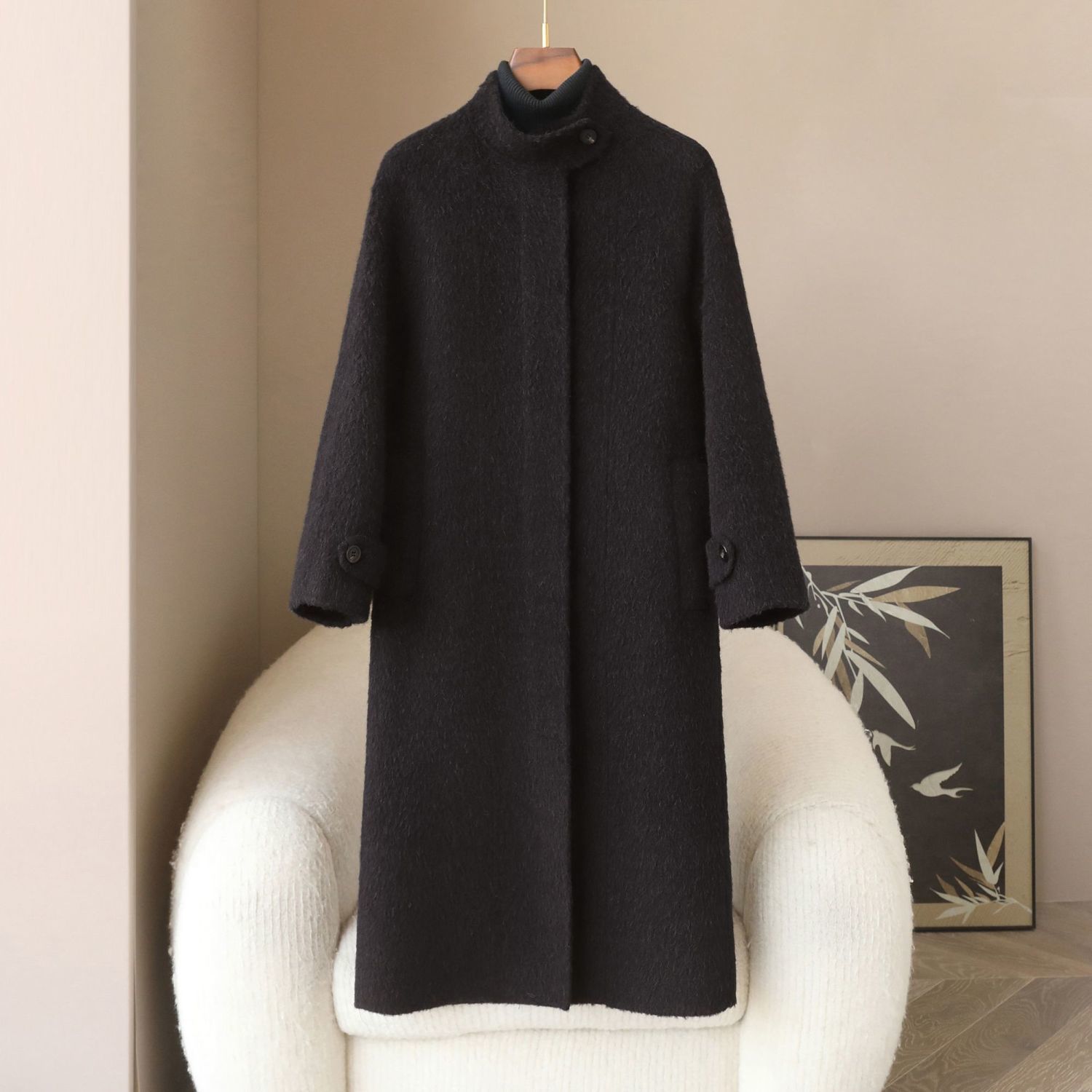 Small Quantity of Clothing: 2026 Spring New Suli Wool Coat, Long Casual Loose Fit, Stand Collar, Double-Sided Woolen Jacket