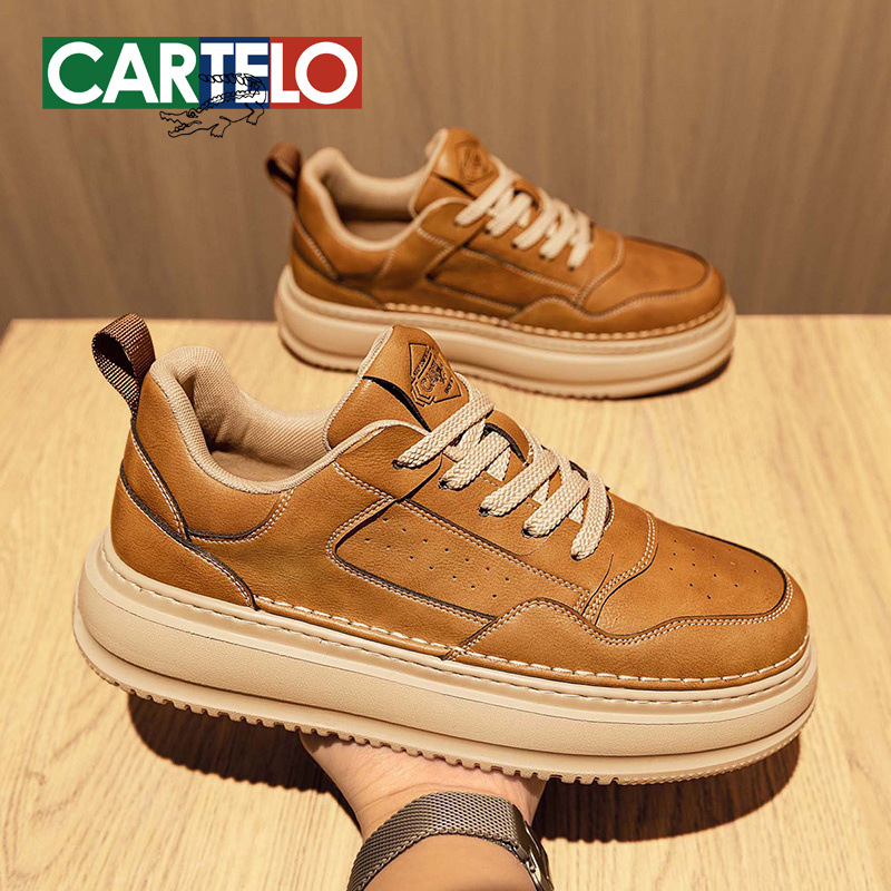 Cardile Crocodile Men's Shoes Height-increasing Shoes Trendy All-match Casual Shoes High-end Sneakers Men's Thick-soled White Shoes