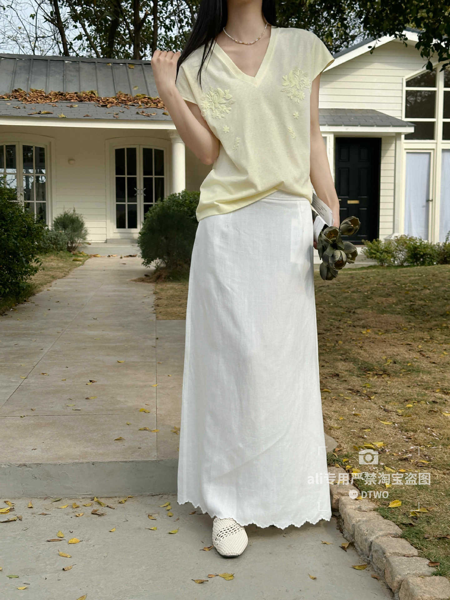 Dtwo Spring and Summer New Original Design Women's Wholesale Solid Color High-Waisted Long Skirt 6129280