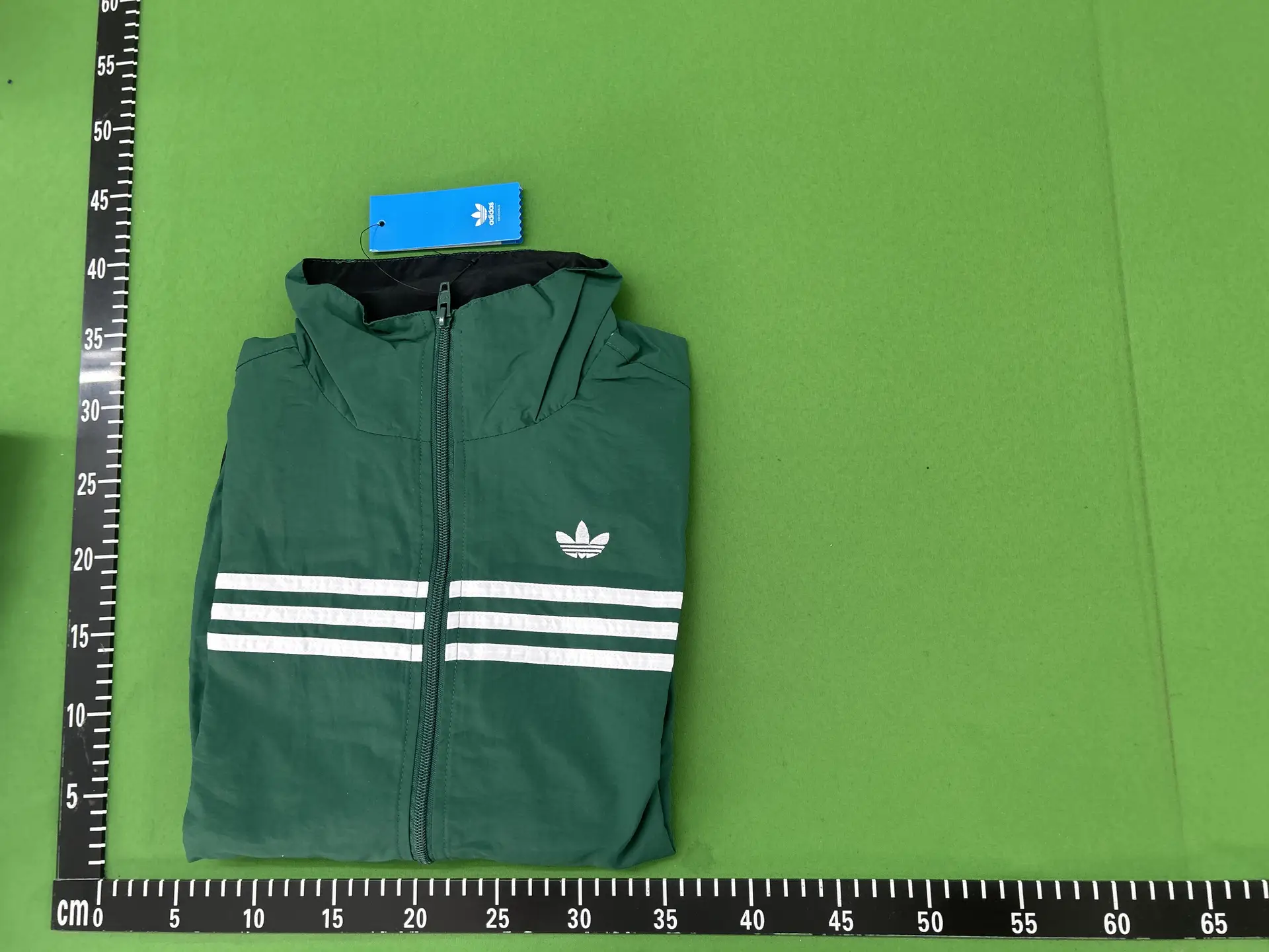 Adidas Originals Green Track Jacket with White Stripes