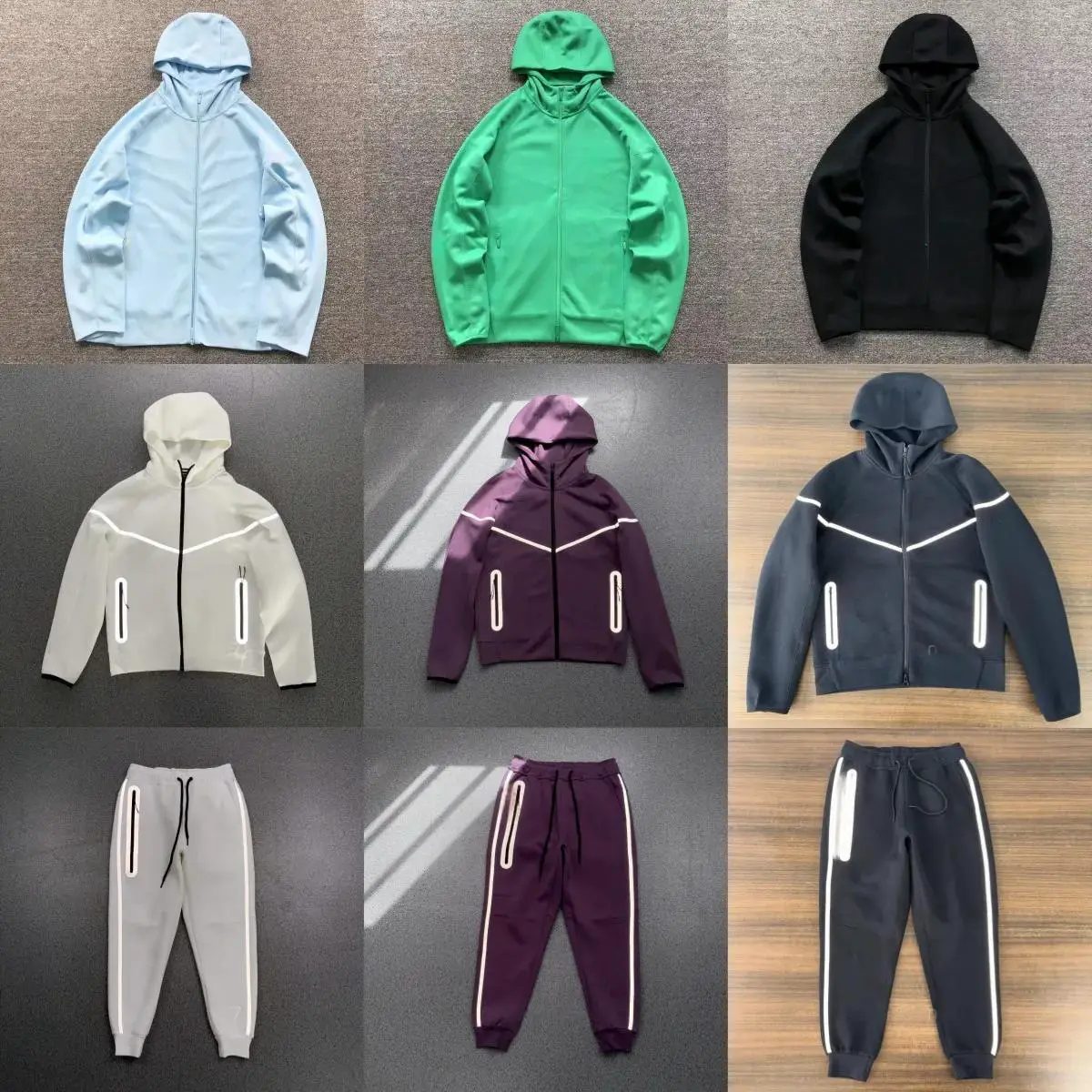 In stock 24 year Spring and Autumn Technology leisure sports hooded jacket, casual pants jacket set 54-61