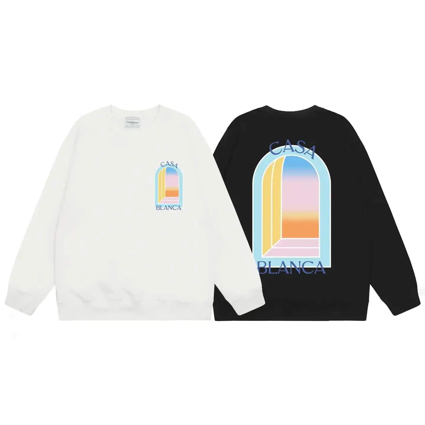 Cross-border autumn and winter CASA sweater new rainbow door letter logo printed round neck loose men's and women's long sleeve sweater