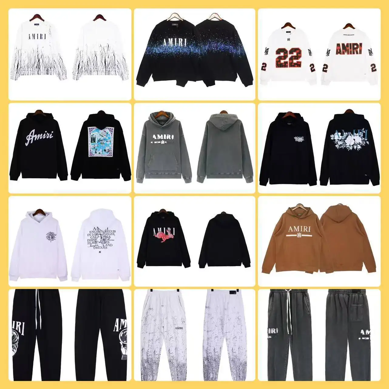 American AM1R1 ICON Street Fashion Brand Splash Ink Simple Letter LOGO Printed Loose Hoodie Men's Hooded Sweater