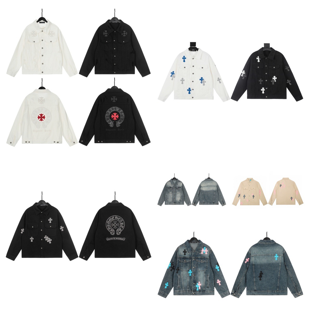 Cross-Border New American Trendy Brand Handsome Casual Jacket Spring and Autumn Men's and Women's Leather Embroidered Trendy Loose Denim Jacket