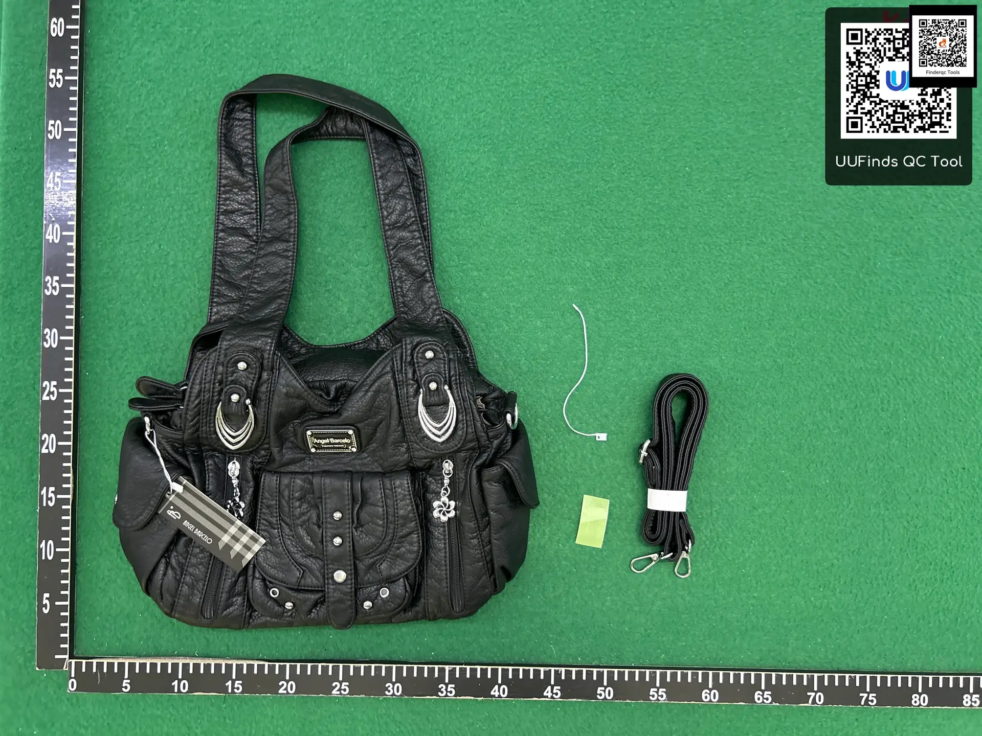 Angel Barcelo Black Faux Leather Shoulder Bag