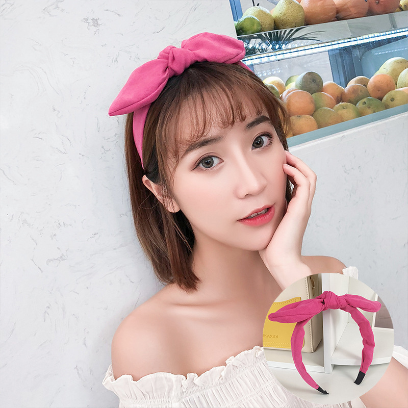 Korean Version of the New Internet Celebrity Hair Accessories Rabbit Ears Headband Wide-Brimmed Bow Headband Headwear Women Wholesale Original Design