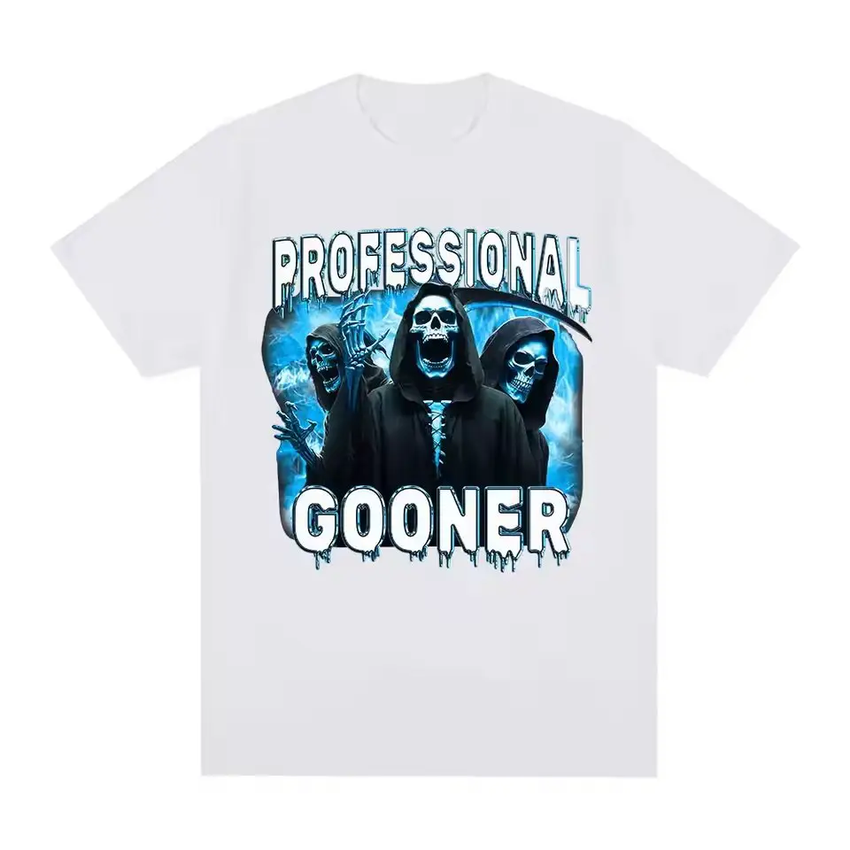 Professional Gooner Funny Skeleton Meme T-Shirt for College Students Summer Pure Cotton Personalized Short Sleeve Unisex