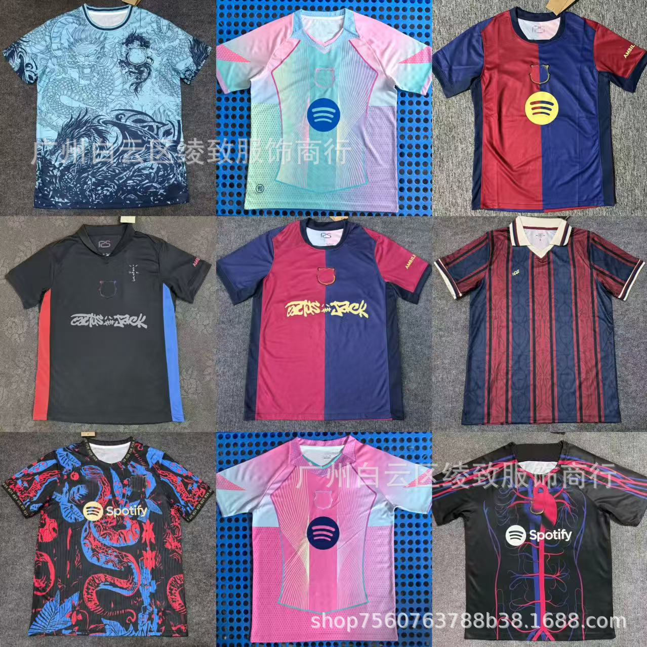 2425 Barcelona Jersey Home Fanfan Edition No.19 Yamal Travis Scott Joint Jersey Short Sleeve