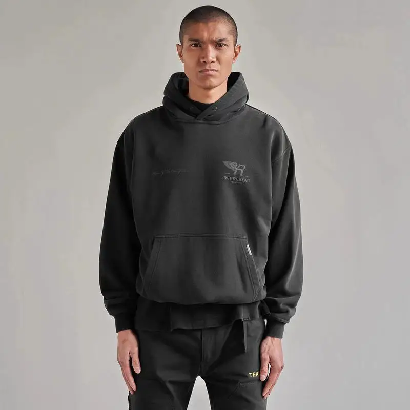 European and American high street power letter print hoodie hooded sweater by reprents men's and women's loose fleece jacket