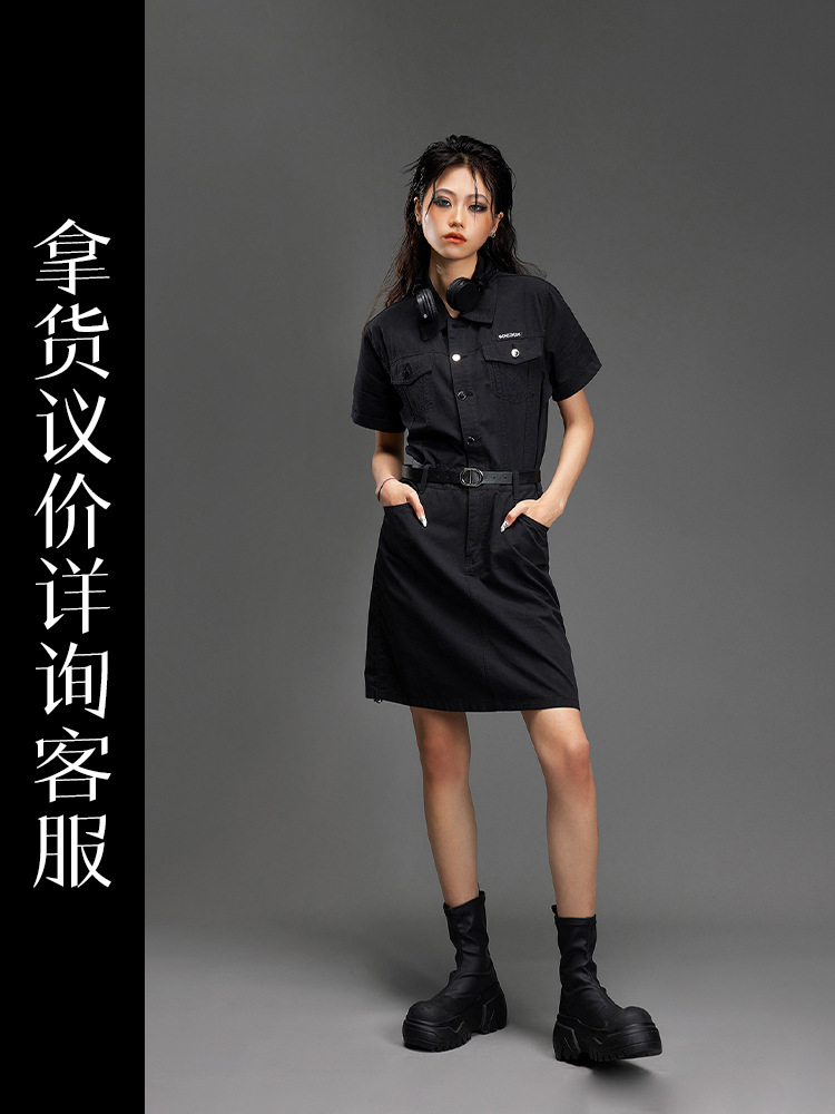 Special Offer: 142 Yuan. Tuogu Trendy Brand Workwear Functional Dress for Women, Drawstring Loose Versatile Mid-Length Dress