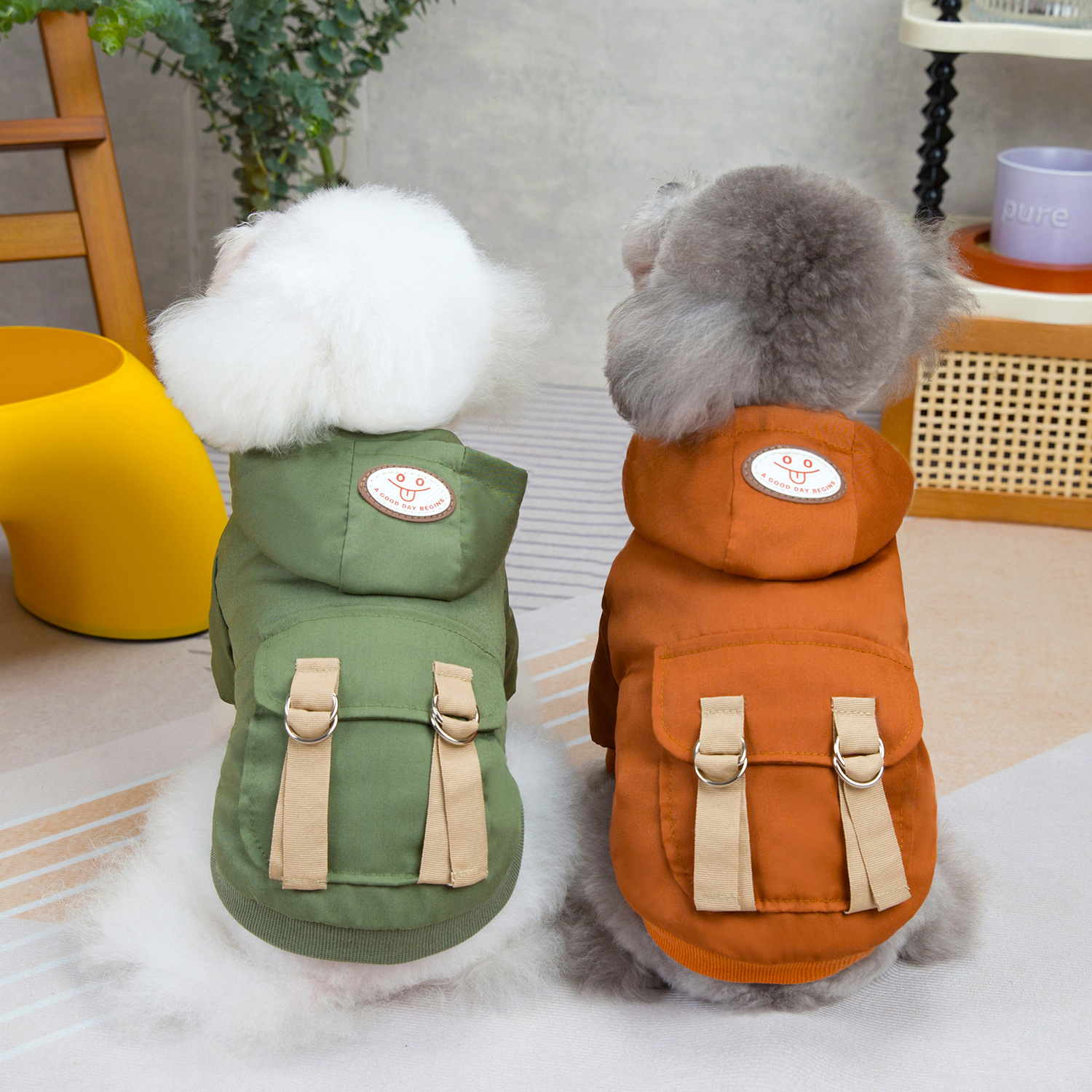 Pet clothes autumn and winter new pet clothes dog clothes teddy cat clothes 24 cool wind two-legged cotton-padded clothes